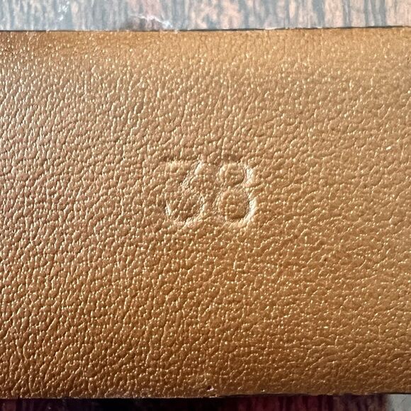 Saks Fifth Avenue Sz 38 Antique Brown Aniline Kipskin Shoulder Made in USA Belt - Picture 3 of 7